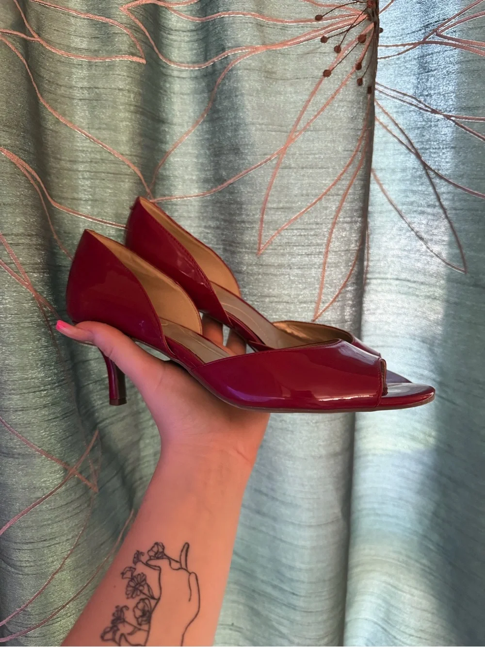Bandolino Glossy Red Patent Peep-Toe Heels